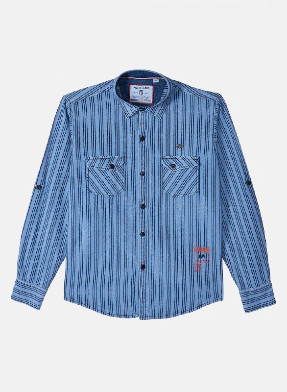 Boys Blue Stripe Shirt